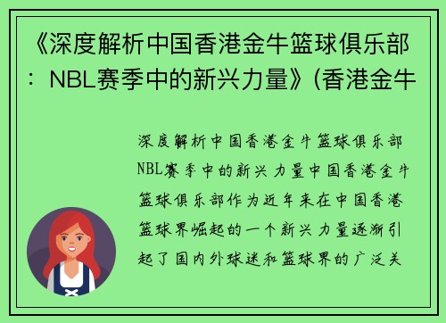 《深度解析中国香港金牛篮球俱乐部：NBL赛季中的新兴力量》(香港金牛集团控股有限公司)